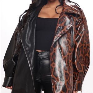 Fashion Nova Animal print leather moto jacket